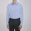 View 2 of product The Turnbull & Asser Blue Sea Island Quality Cotton Shirt features a T&A collar, double cuffs, and is showcased neatly folded on a plain white background.