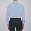View 3 of product The Turnbull & Asser Blue Sea Island Quality Cotton Shirt features a T&A collar, double cuffs, and is showcased neatly folded on a plain white background.