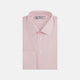 A slim black herringbone silk tie by Turnbull & Asser is paired with a neatly folded light pink long-sleeve dress shirt with a classic collar and white buttons, all displayed on a plain white background.
