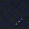 View 4 of product The Turnbull & Asser Blackwatch Brushed Cotton Shirt features a T&A collar, button cuffs, and a stylish dark blue and green plaid—perfect for any seasonal collection. Displayed here neatly folded on a plain white background.