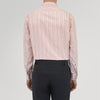 View 3 of product Turnbull & Asser’s Pink, Red and Blue Pencil Stripe Shirt features a T&A collar, double cuffs, and multicolored vertical stripes on a light pink base—perfect for adding spring style to your wardrobe.