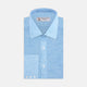 The Turquoise Linen Shirt by Turnbull & Asser features a T&A collar and 3-button cuffs, neatly displayed on a white background—an elegant summer essential for effortless style.