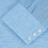View 4 of product The Turquoise Linen Shirt by Turnbull & Asser features a T&A collar and 3-button cuffs, neatly displayed on a white background—an elegant summer essential for effortless style.