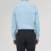 View 3 of product The Turquoise Linen Shirt by Turnbull & Asser features a T&A collar and 3-button cuffs, neatly displayed on a white background—an elegant summer essential for effortless style.