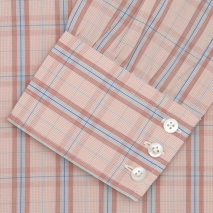 Red, Grey and Navy Mixed Check Shirt with T&A Collar and 3-Button Cuffs Image 1