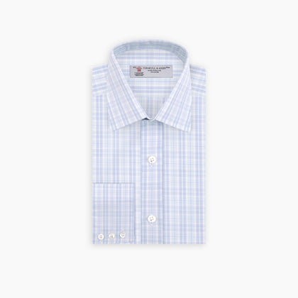 Blue and Green Business Plaid Check Shirt with Classic T&A Collar and 3-Button Cuffs Image 2