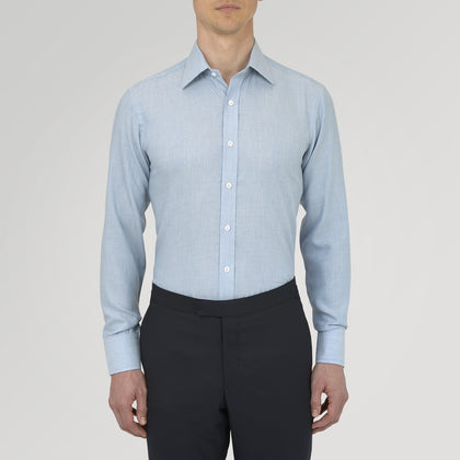 Blue Cashmere Blend Shirt with T&A Collar and 3-Button Cuffs Image 1