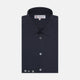 A navy cashmere blend Turnbull & Asser shirt with a T&A collar and 3-button cuffs, neatly folded and displayed against a plain white background.
