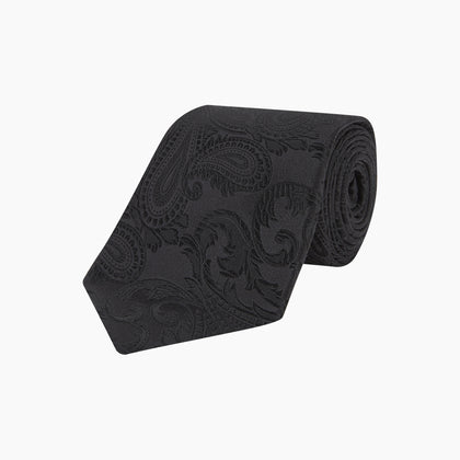 Black Paisley Silk Tie Image 4