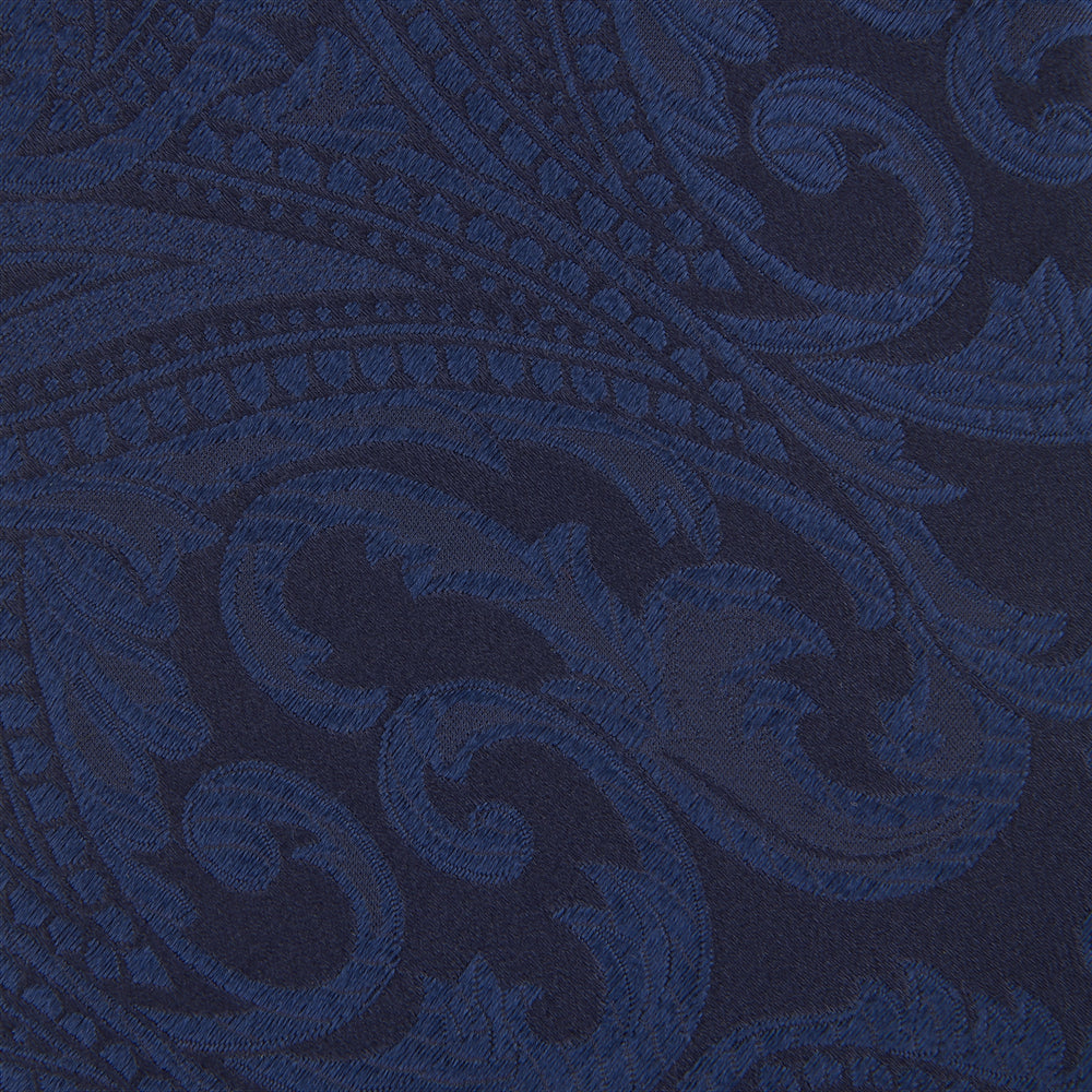 The Navy Paisley Silk Tie by Turnbull & Asser is a classic men's accessory in blue and black, adding sophistication to any look.