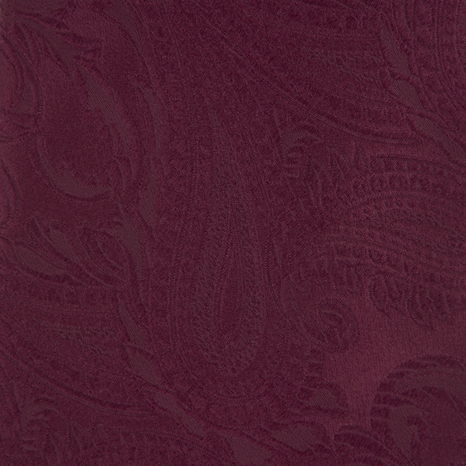 View 3 of product The Turnbull & Asser Burgundy Paisley Silk Tie, showcased rolled on a white background, is an elegant statement piece featuring a refined paisley design for any wardrobe.