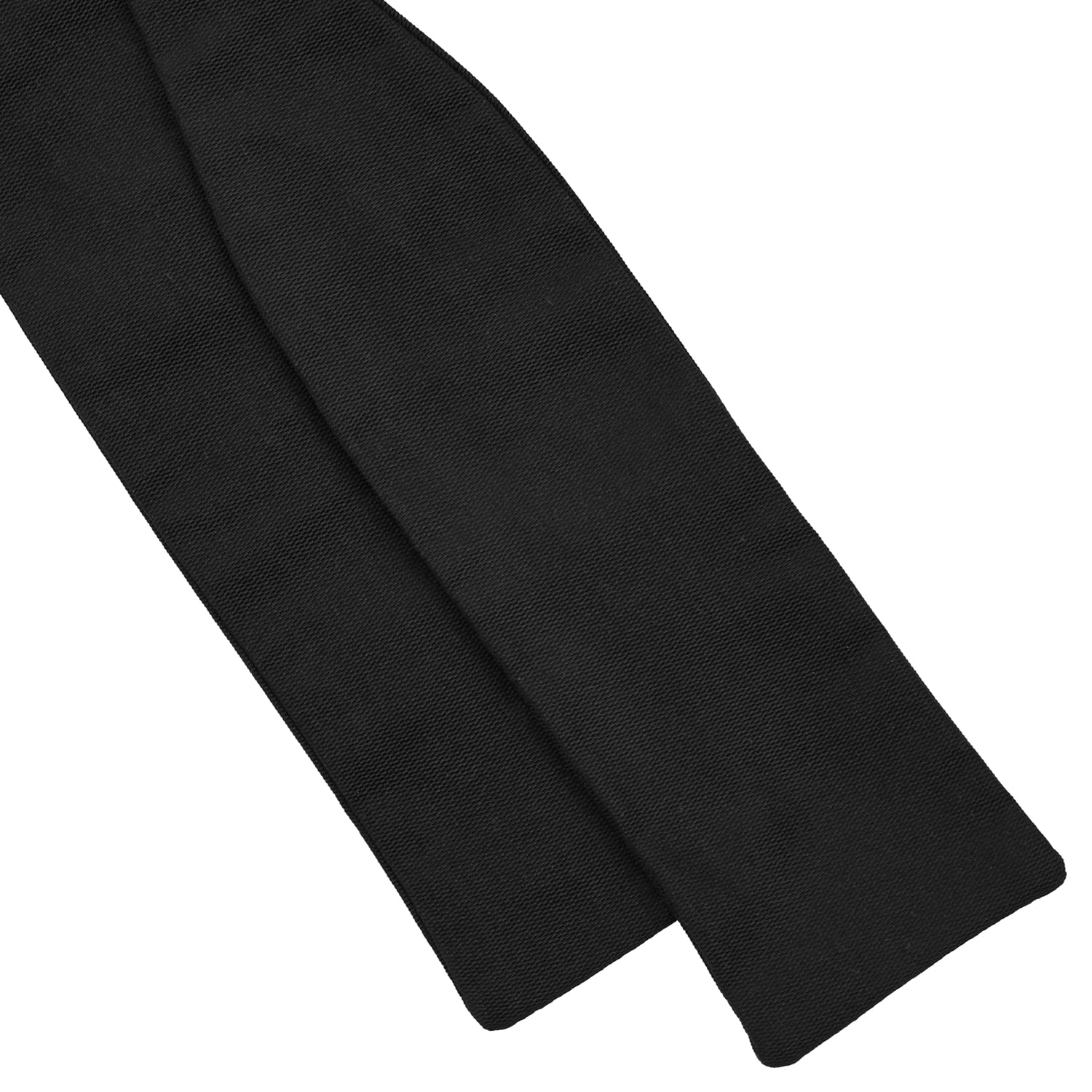 View 3 of product The Black Narrow Silk Bow Tie by Turnbull & Asser features a classic slim design with a matte finish, neatly tied and centered on a plain white background—perfect for formal occasions.