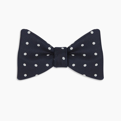 Winston Navy and White Spot Silk Bow Tie Image 4