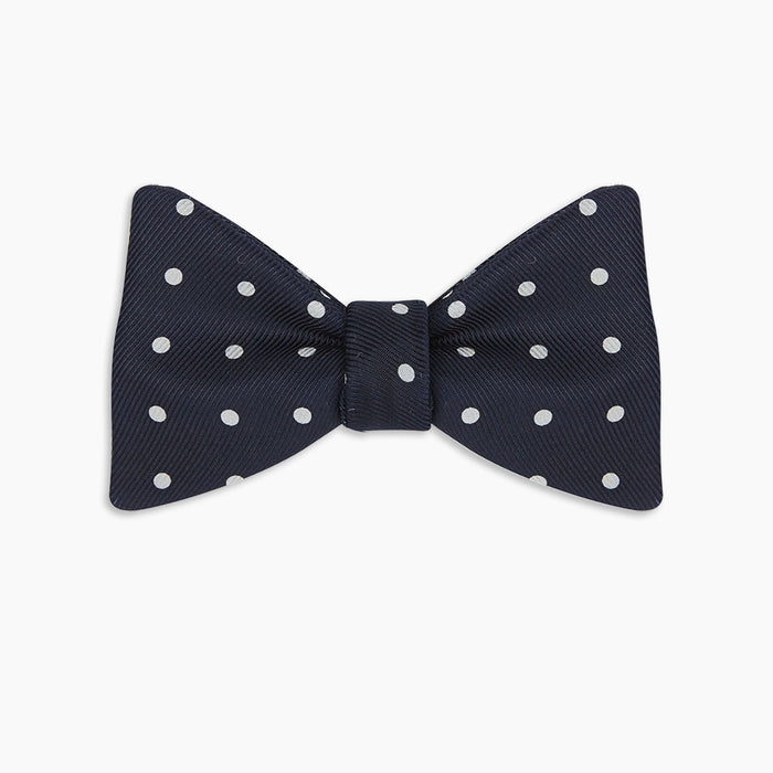 Winston Navy and White Spot Silk Bow Tie Image 4