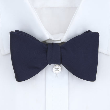 Navy Satin Silk Bow Tie Image 1
