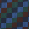 View 3 of product The Turnbull & Asser Navy and Blue Checkerboard Jacquard Wool Tie showcases a stylish checkered pattern, ideal for adding refined autumn tones to your ensemble.