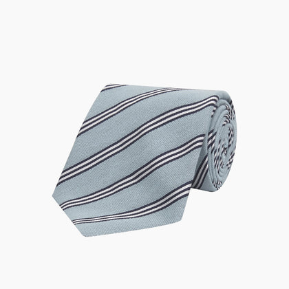 Powder Blue Diagonal Stripe Cotton and Silk Tie Image 4