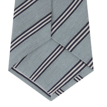 Powder Blue Diagonal Stripe Cotton and Silk Tie Image 3