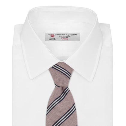 Pastel Pink Diagonal Stripe Cotton and Silk Tie Image 1