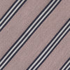 View 3 of product The Turnbull & Asser Pastel Pink Diagonal Stripe Cotton and Silk Tie, featuring navy blue and white stripes, is neatly rolled against a plain white background.