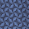 View 3 of product The Turnbull & Asser Blue Geo Silk Tie features a refined blue silk with a light blue abstract leaf pattern in a geometric design, rolled at one end and shown on a plain white background.