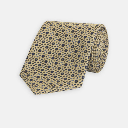 Pale Yellow Geometric Silk Tie Image 4