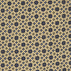 View 3 of product The Turnbull & Asser Pale Yellow Geometric Silk Tie features a subtle navy blue floral pattern and is displayed rolled on a white background.