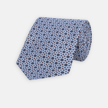 Sky Blue Geometric Silk Tie Image 4
