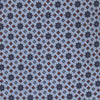 View 3 of product The Turnbull & Asser Sky Blue Geometric Silk Tie features a mid-century dark blue and maroon motif on light blue silk, shown against a white background—ideal for pairing with tailored jackets.