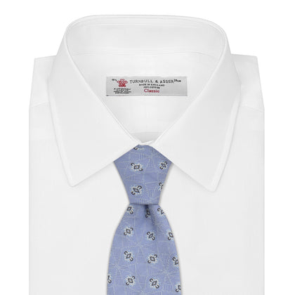 Sky Blue Star Flowers Silk Tie Image 1