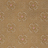 View 3 of product The Gold Flower Mosaic Silk Tie by Turnbull & Asser features an intricate gold jacquard pattern of geometric shapes and floral designs in pink and light brown hues.