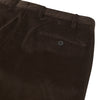 View 2 of product Turnbull & Asser’s Chocolate Brown Corduroy Trousers feature a straight-leg cut, side pockets, and belt loops—ideal for upgrading your winter wardrobe—shown against a plain white background.