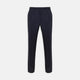 Turnbull & Asser Navy Worsted Wool Pleated Formal Trousers feature a straight leg, front zipper, and button closure, shown against a plain white background.
