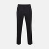 View 1 of product The Turnbull & Asser Brown Worsted Wool Pleated Formal Trousers feature belt loops, side pockets, and a button closure, crafted from fine wool and shown against a plain white background.