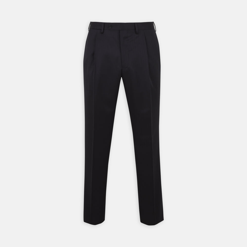 The Turnbull & Asser Brown Worsted Wool Pleated Formal Trousers feature belt loops, side pockets, and a button closure, crafted from fine wool and shown against a plain white background.