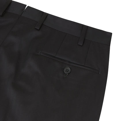 Brown Worsted Wool Pleated Formal Trousers Image 1