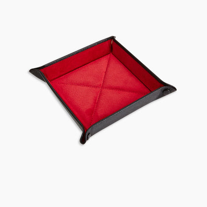 Black and Red Square Leather Travel Tray Image 2