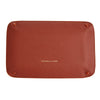 View 2 of product The Turnbull & Asser Brown and Yellow Rectangular Leather Travel Tray keeps small accessories organized—an essential packing item with raised edges, brown exterior, and yellow interior—shown on a white background.