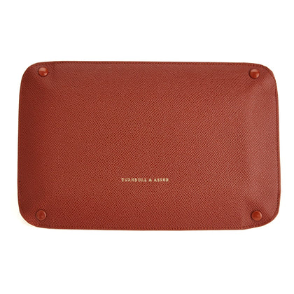 Brown and Yellow Rectangular Leather Travel Tray Image 1