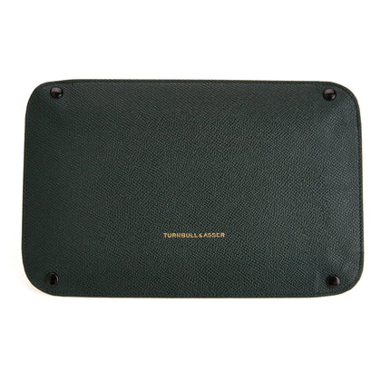 Dark Green and Red Rectangular Leather Travel Tray Image 1