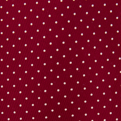 Burgundy and White Small Spot Printed Silk Tie Image 2