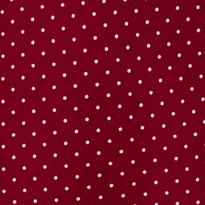 Burgundy and White Small Spot Printed Silk Tie Image 2