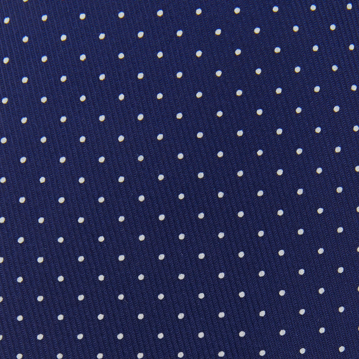 Blue and White Small Spot Printed Silk Tie Image 2