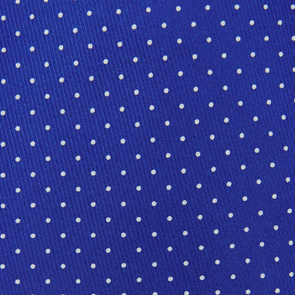 Slim Royal Blue and White Small Spot Printed Silk Tie Image 2