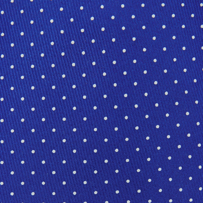 Slim Royal Blue and White Small Spot Printed Silk Tie Image 2