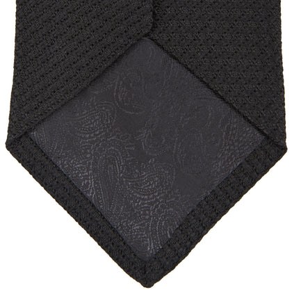 Long Black Grenadine Silk Tie Image 2