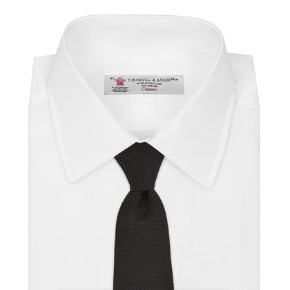 Slim Black Grenadine Silk Tie Image 1
