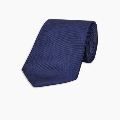 Slim Navy Twill Silk Tie Image 4