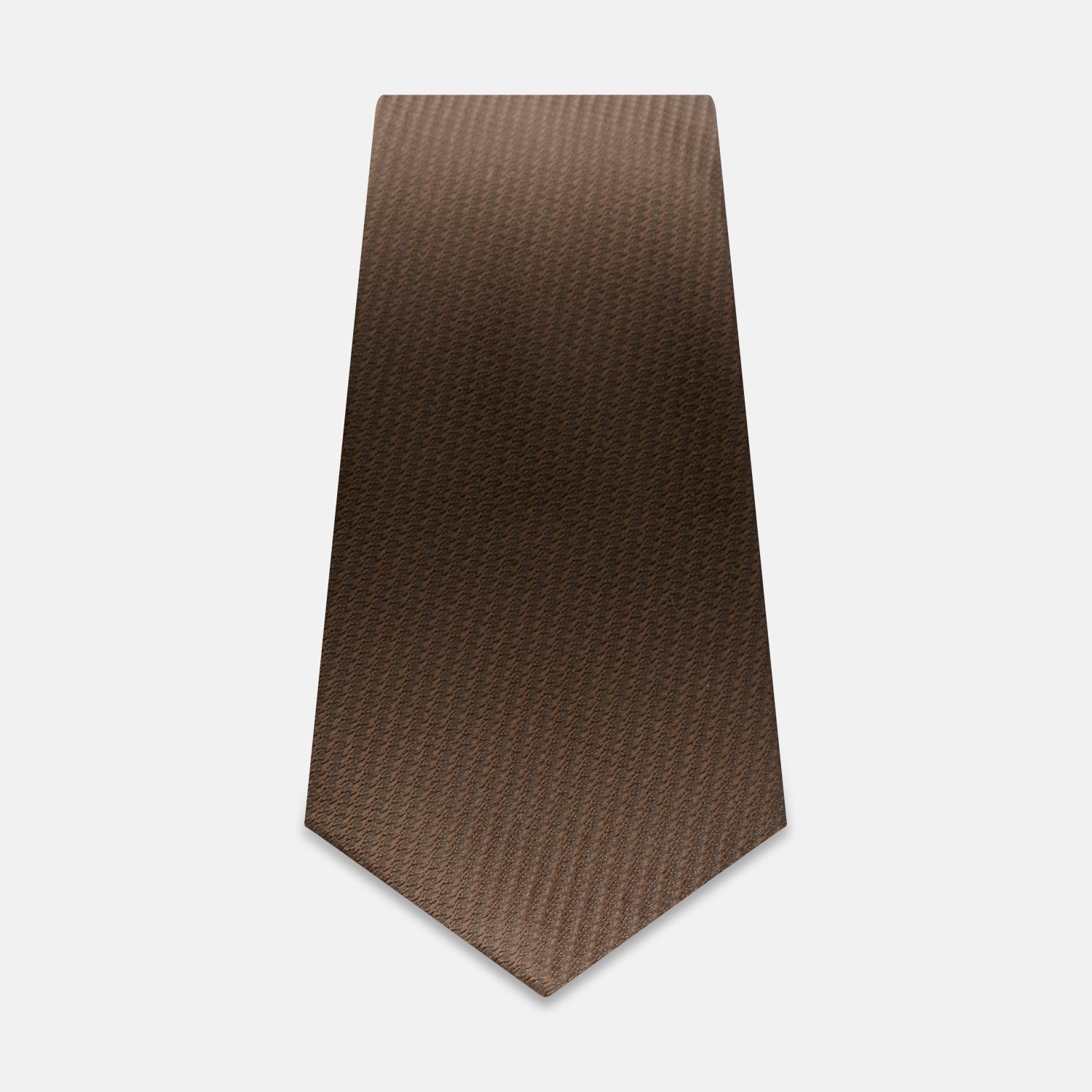 View 1 of product The Turnbull & Asser Brown Lace Silk Tie, featuring a subtle houndstooth pattern, is shown flat against a light gray background.
