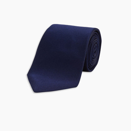Long Navy Plain Satin Silk Tie Image 4